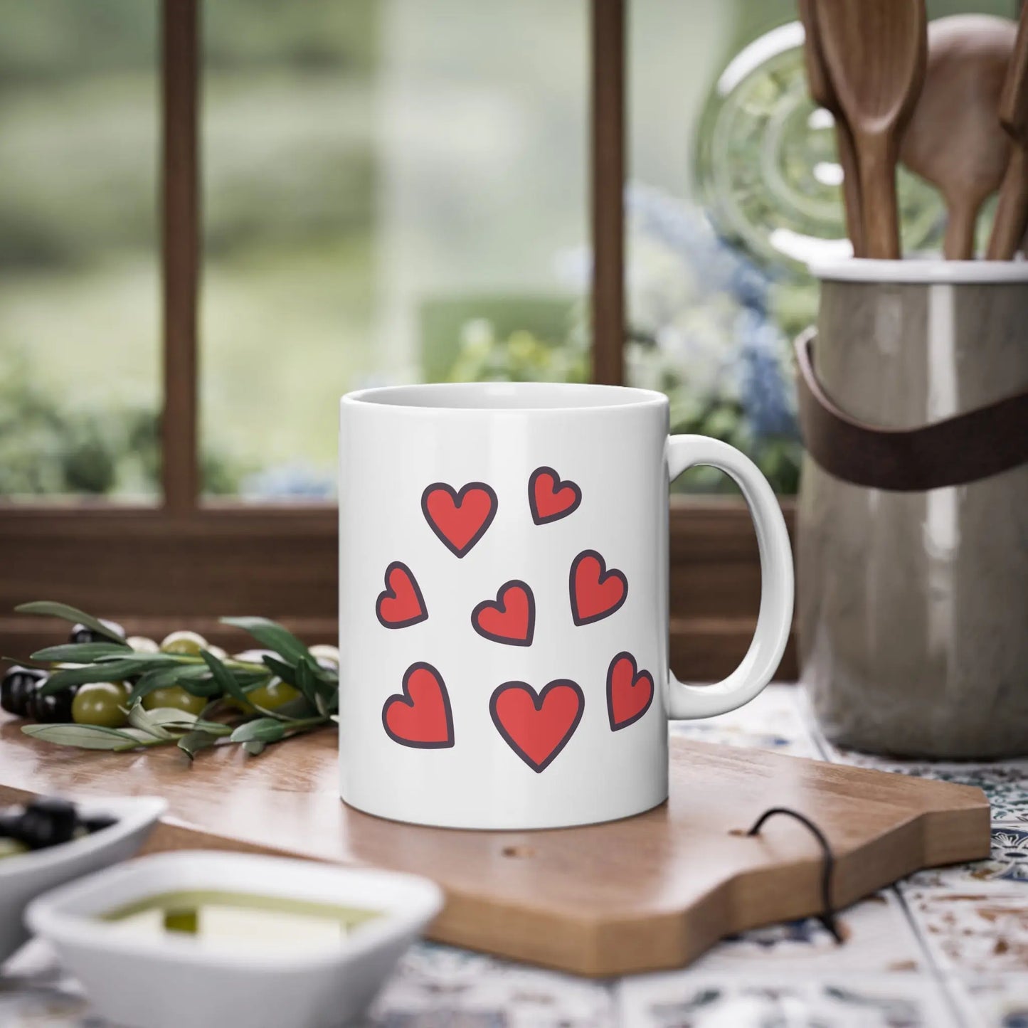 Tasse "Danke, dass du so großartig bist" mit Herzen, Keramik, weiß Printify