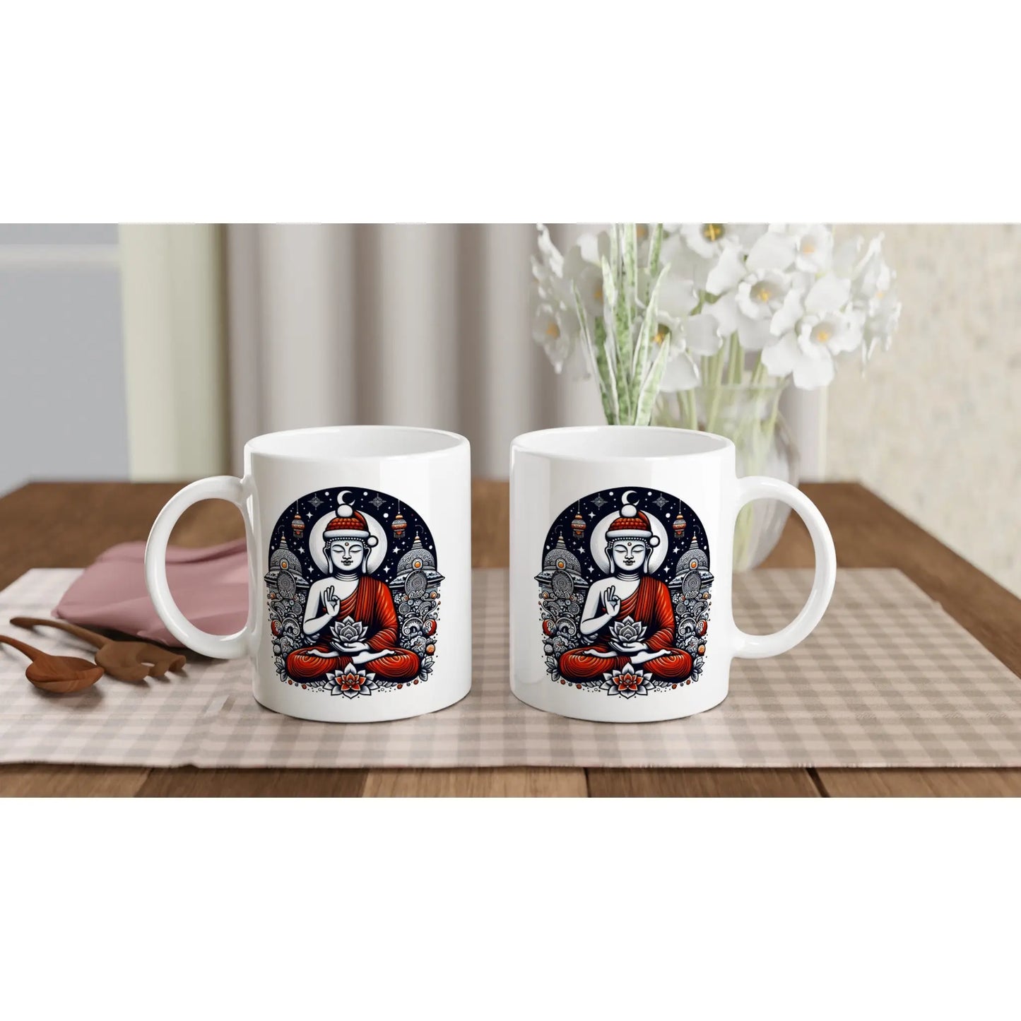 Buddha Weihnachtsmotiv Tasse weiß MFunke Shop