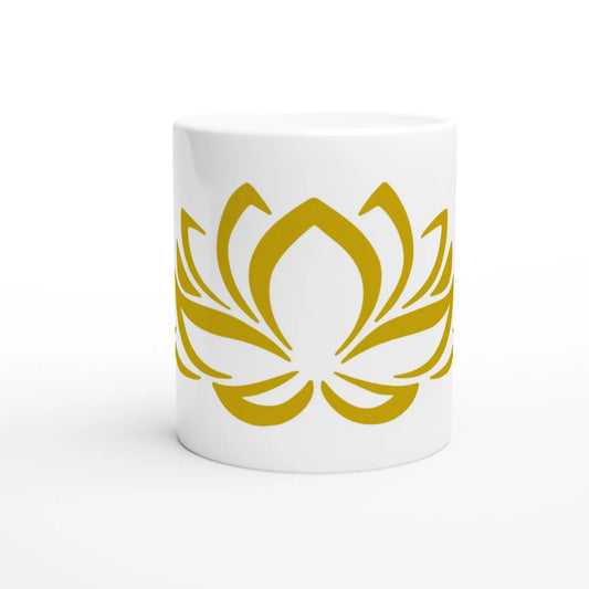 Keramiktasse goldfarben Logo  MFunke Shop Meditation Relax Yoga