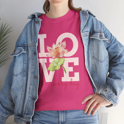 T-Shirt Love everyday mt Lotusblume Lotusblüte MFunke Shop pink unisex