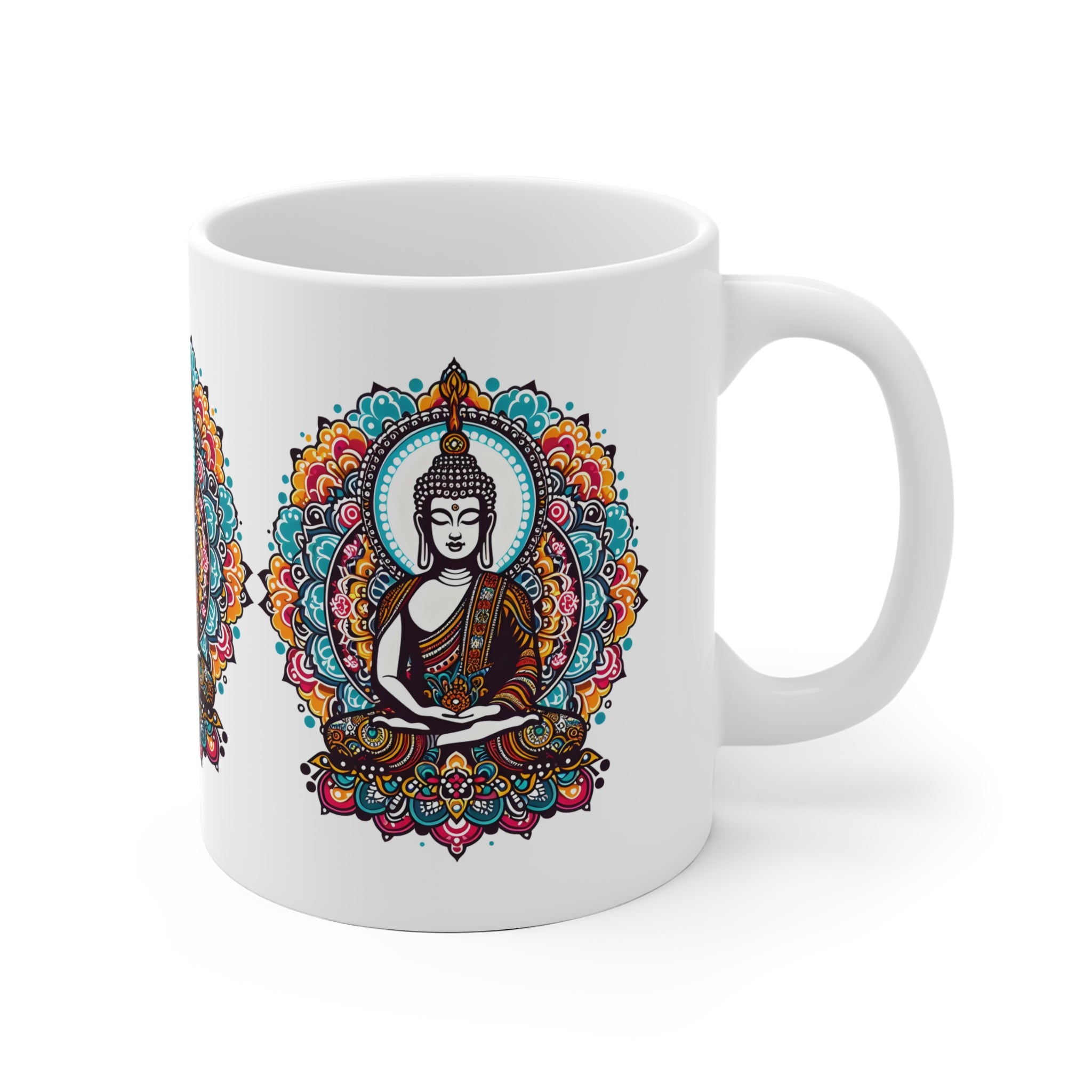 Buddha Keramik Tasse bunte Lotusblumen MFunke Shop