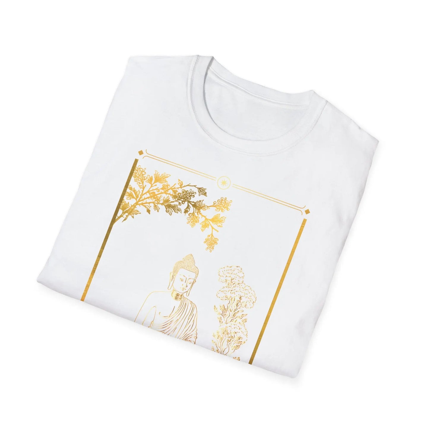 Goldener Buddha unter dem Lebensbaum Unisex T-Shirt weiß MFunke Shop