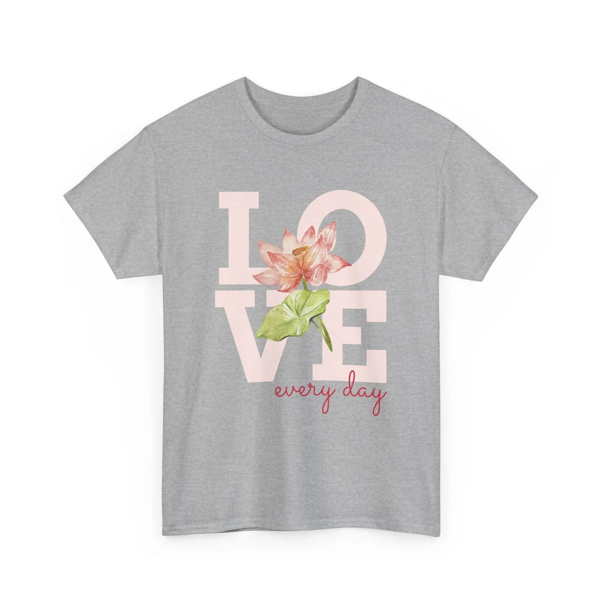 T-Shirt Love everyday mt Lotusblume Lotusblüte MFunke Shop grau unisex