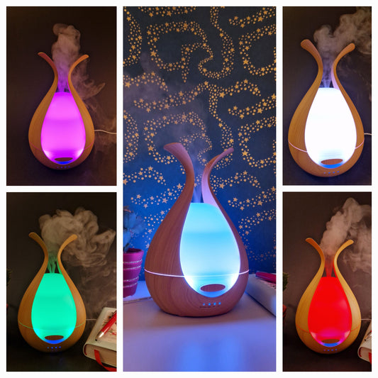 Aroma Diffuser Holzdesign Harmonie mit Dampf und LED Farben