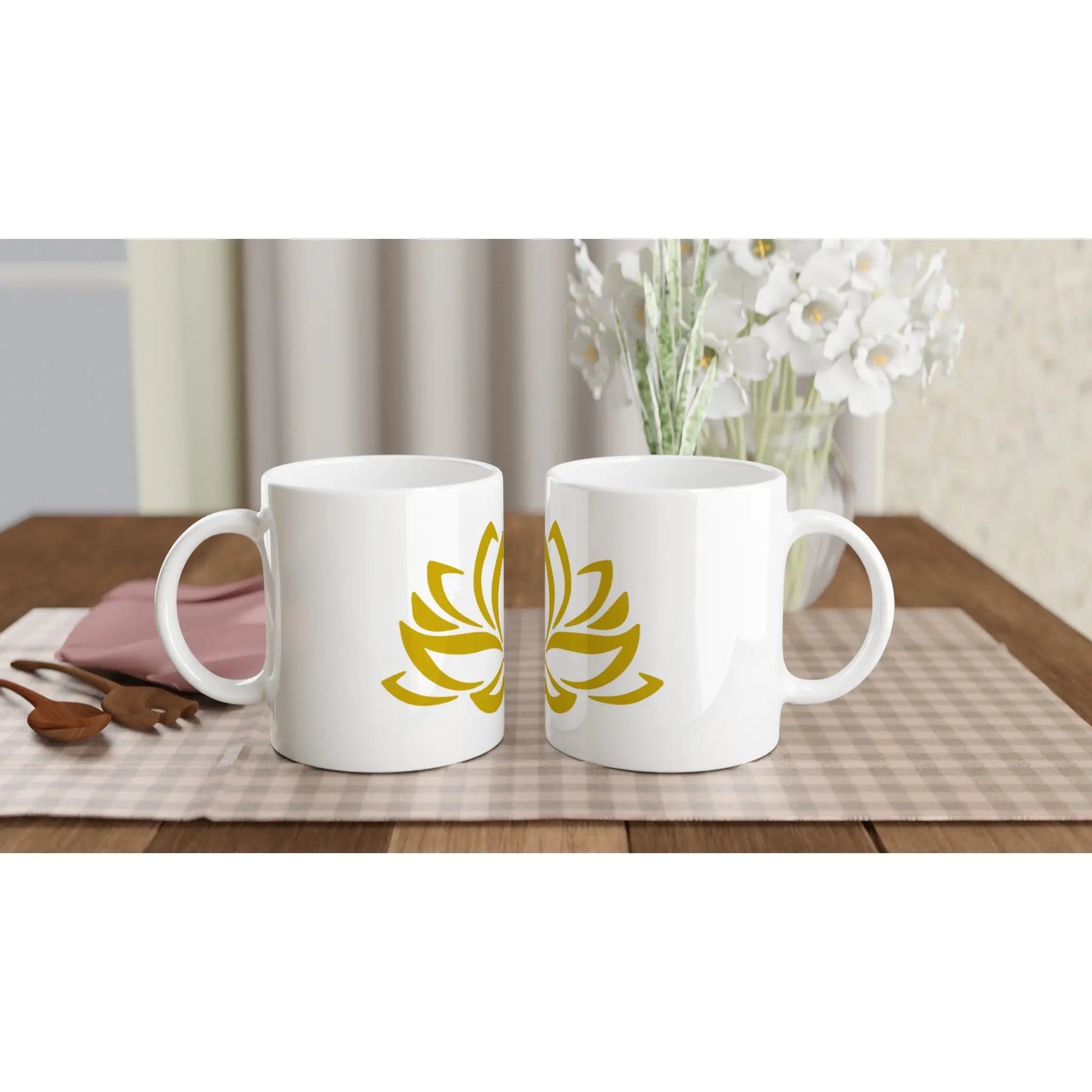 Keramiktasse goldfarben Logo  MFunke Shop Meditation Relax Yoga