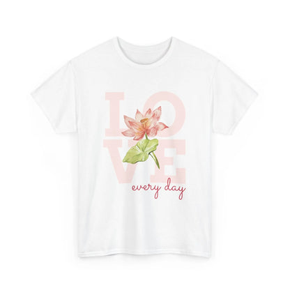 T-Shirt Love everyday mt Lotusblume Lotusblüte MFunke Shop weiß unisex