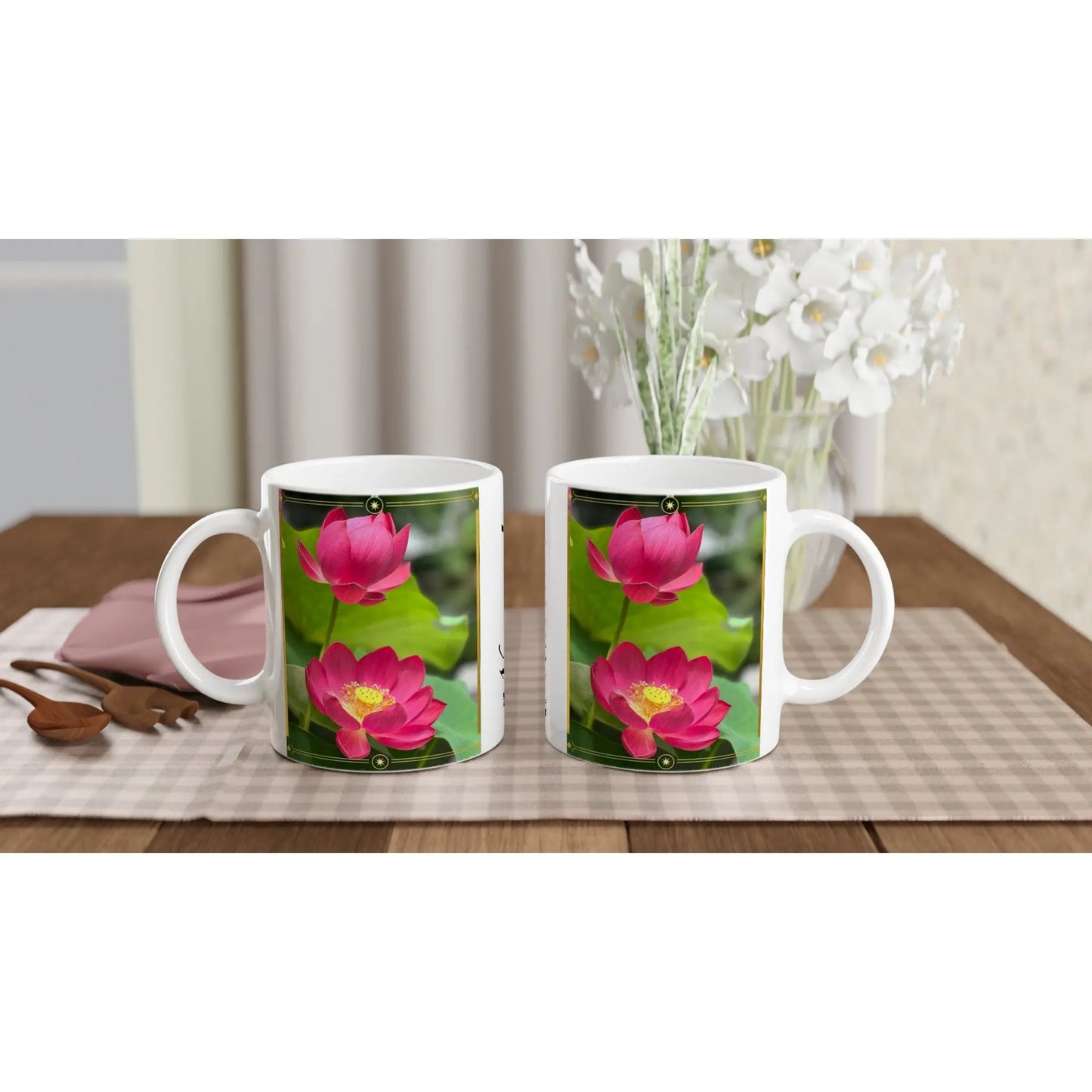 Lotusblüte Namaste Tasse Keramiktasse MFunke Shop Achtsamkeit Gelassenheit Relax Meditation