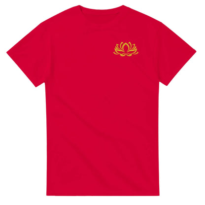 T-Shirt mit kleiner goldener Lotusblume Farbe rot MFunke Shop