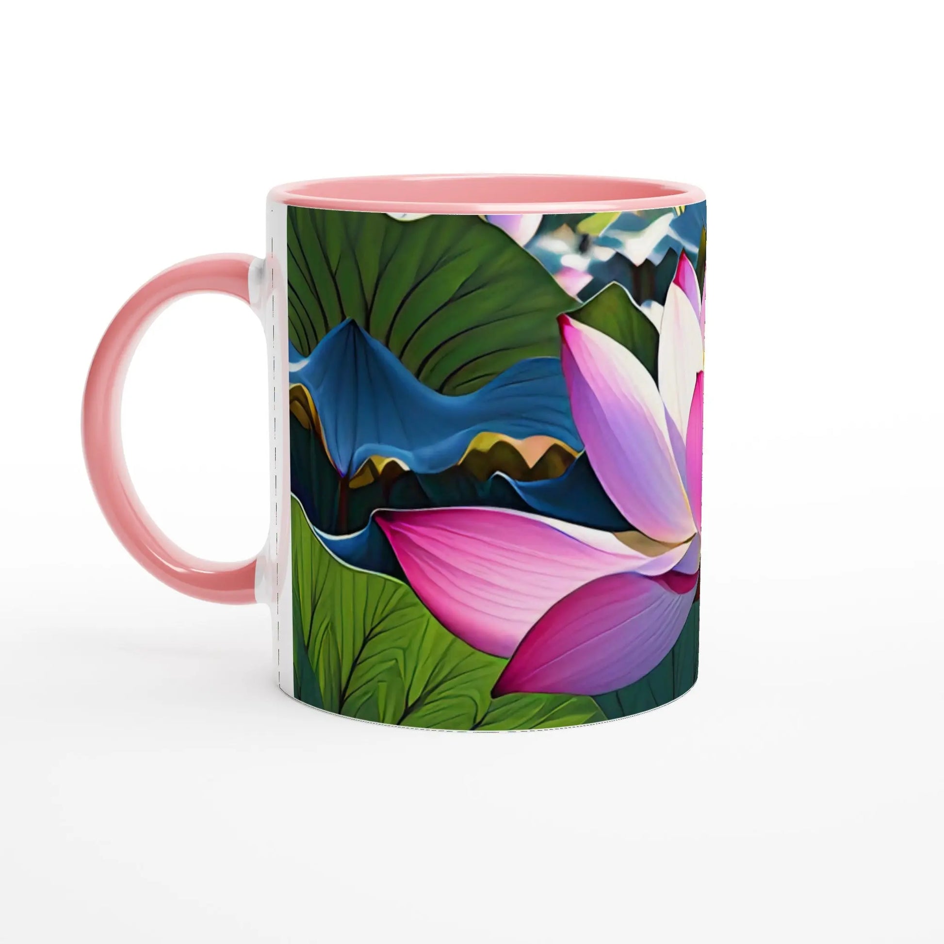 Keramiktasse rosa mit Motiv Lotusblüte MFunke Shop Meditation Relax Yoga 