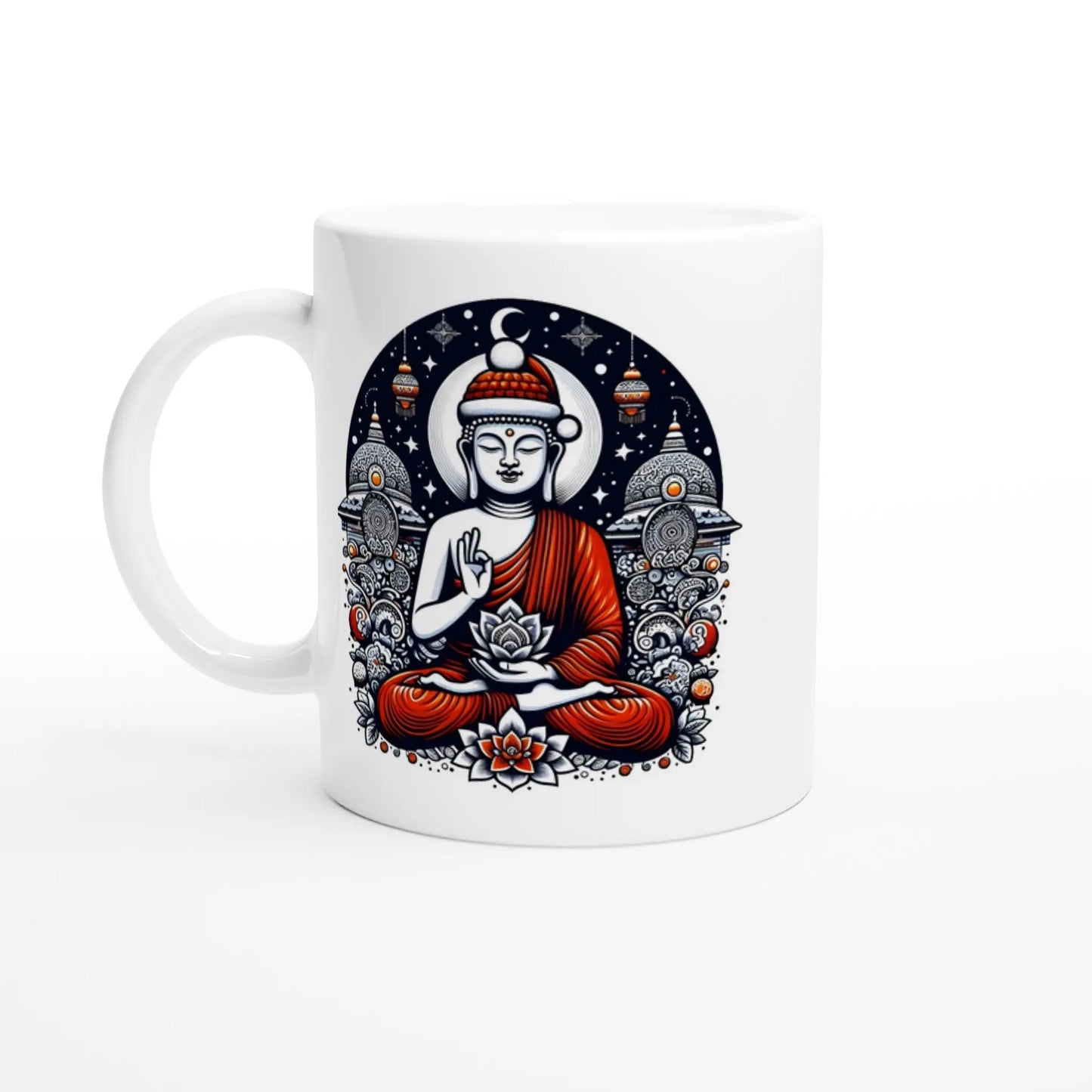 Buddha Weihnachtsmotiv Tasse weiß MFunke Shop