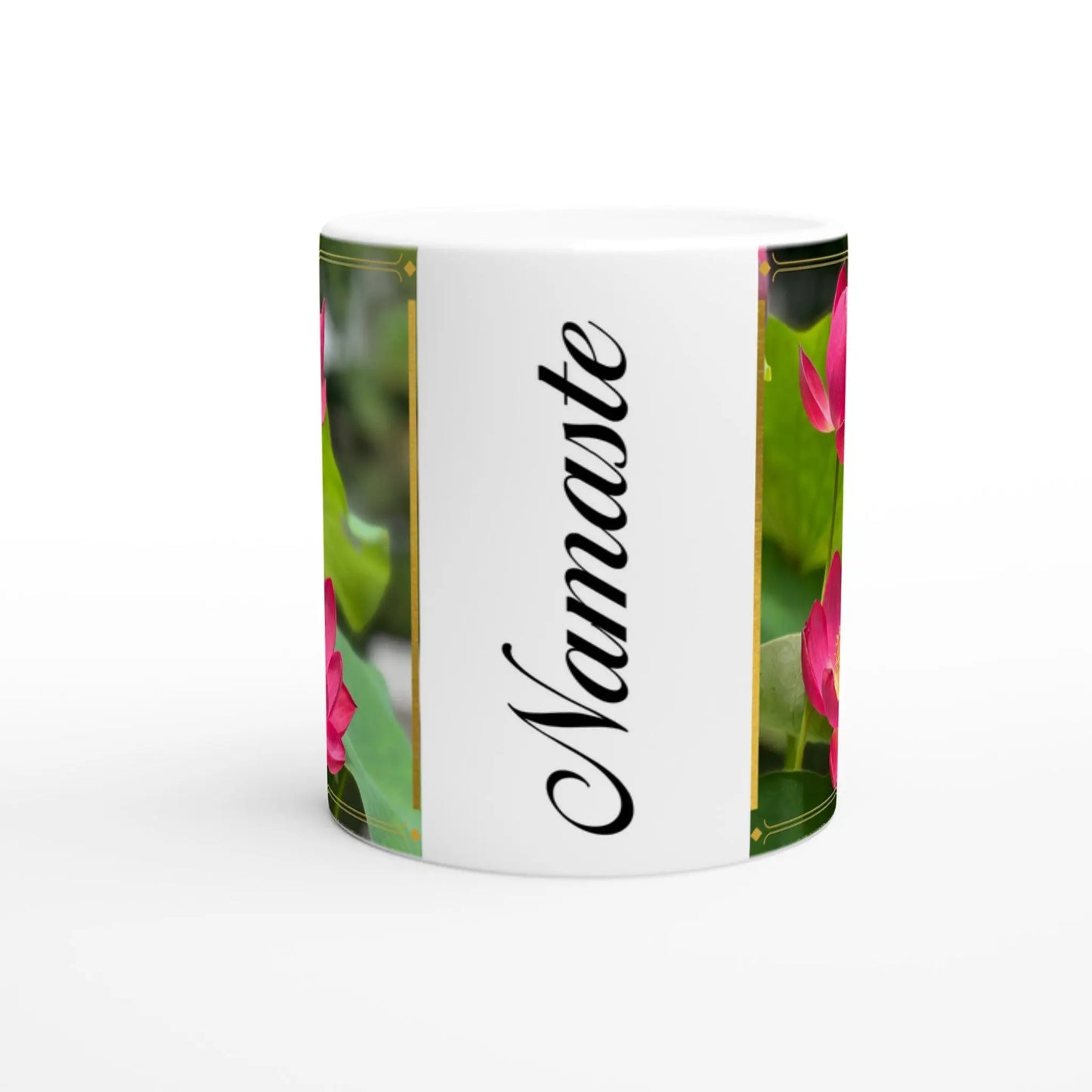 Lotusblüte Namaste Tasse Keramiktasse MFunke Shop Achtsamkeit Gelassenheit Relax Meditation