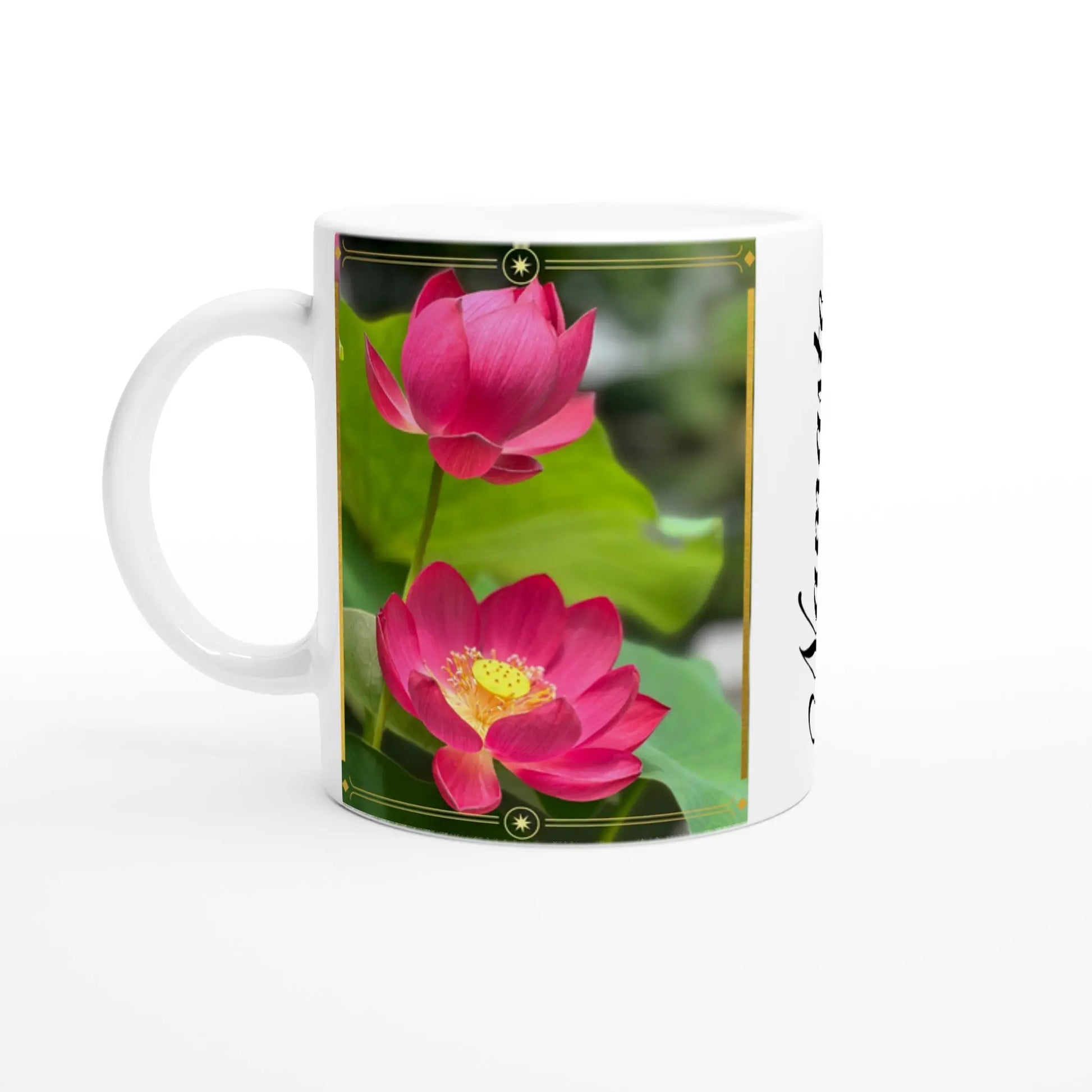 Lotusblüte Namaste Tasse Keramiktasse MFunke Shop Achtsamkeit Gelassenheit Relax Meditation