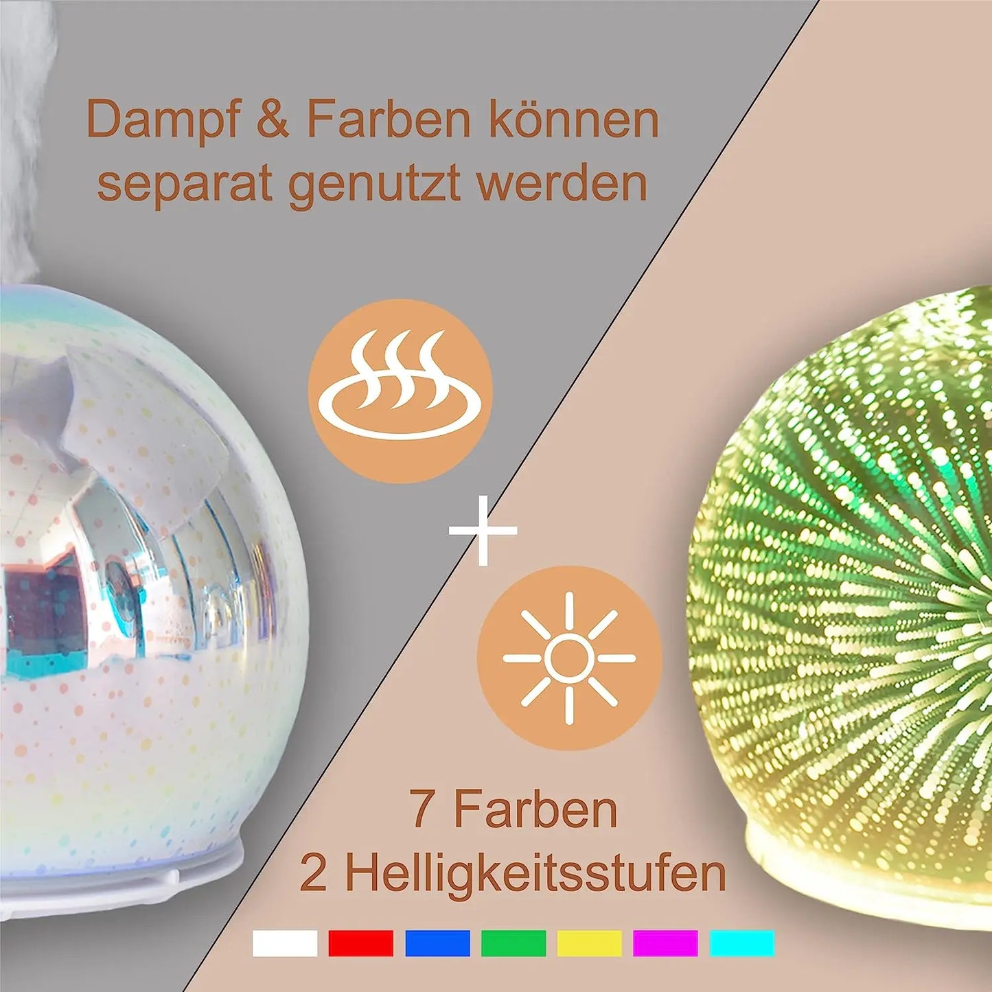 Aroma Diffuser Glaskugel Dampf LED Farben MFunke Shop