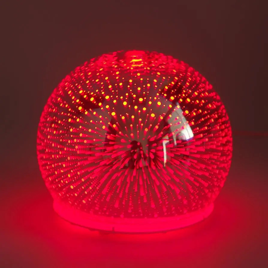 Aroma Diffuser Glaskugel Duftöle Duftlampe rote LED Farbe MFunke Shop