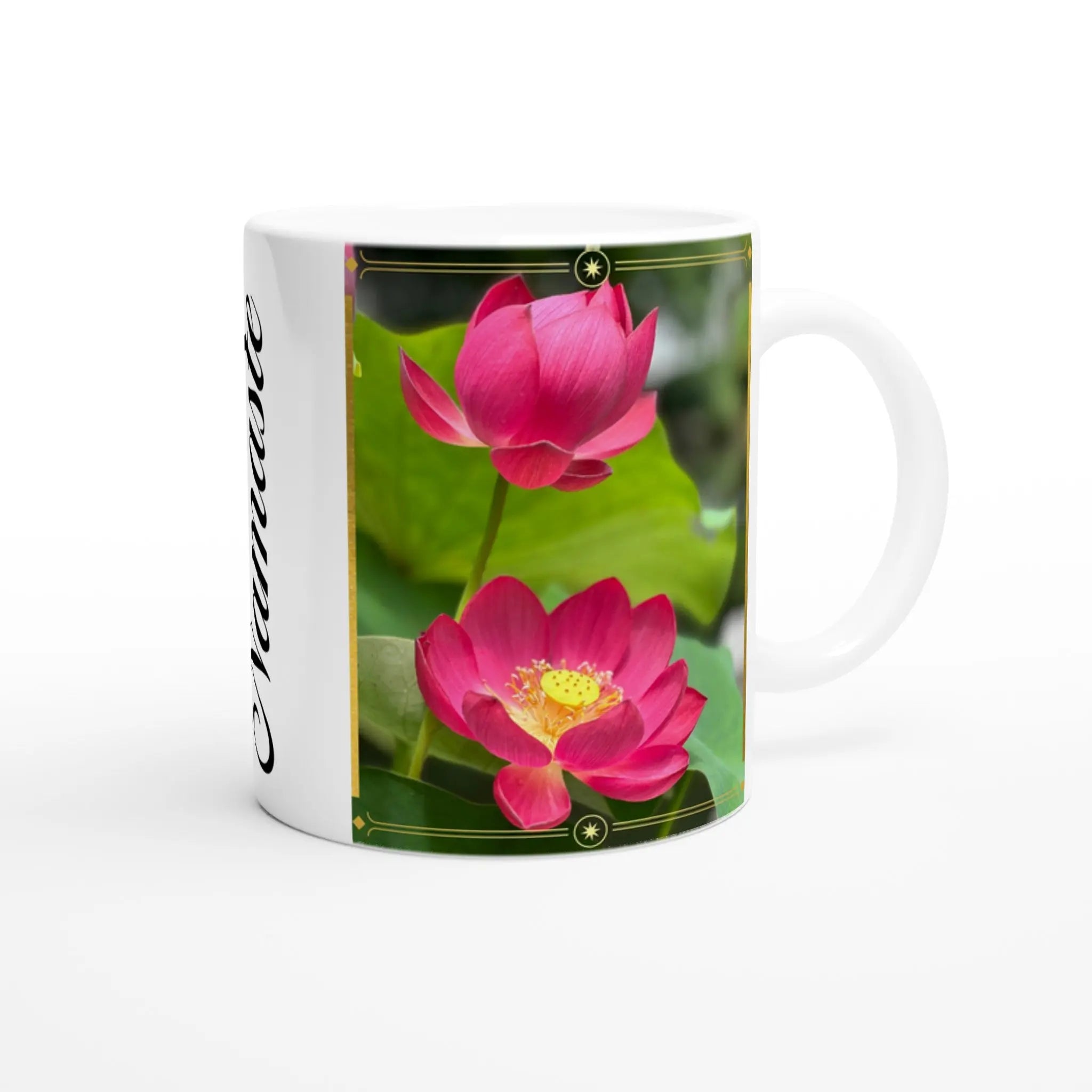 Lotusblüte Namaste Tasse Keramiktasse MFunke Shop Achtsamkeit Gelassenheit Relax Meditation