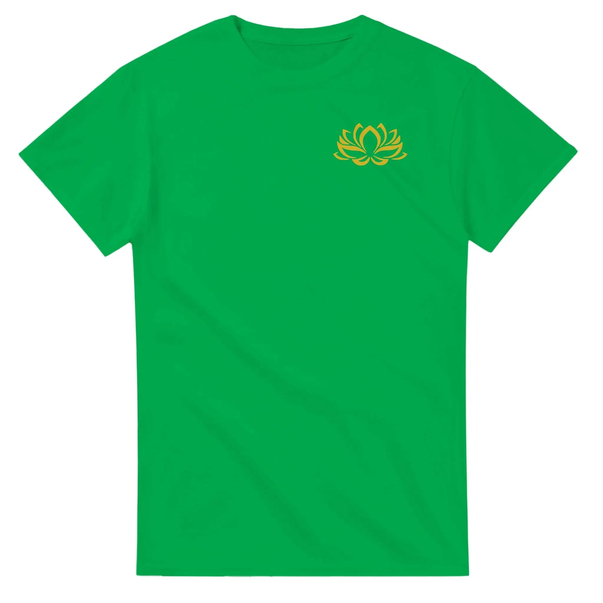 T-Shirt mit kleiner goldener Lotusblume Farbe Irish Green grün MFunke Shop