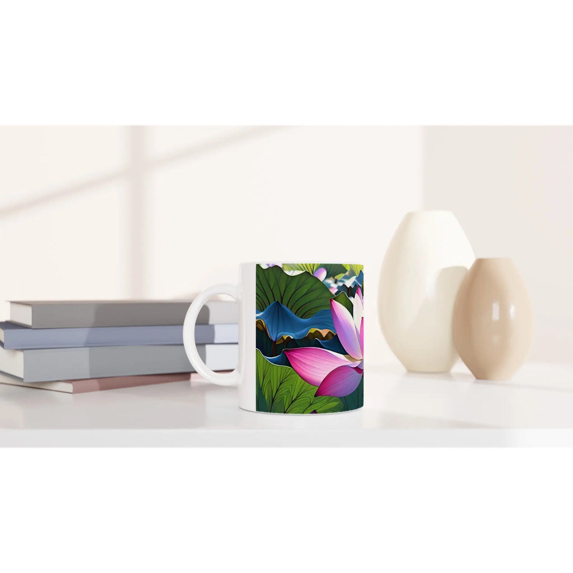 Keramiktasse mit Lotusblüte Motiv im Animestyle MFunke