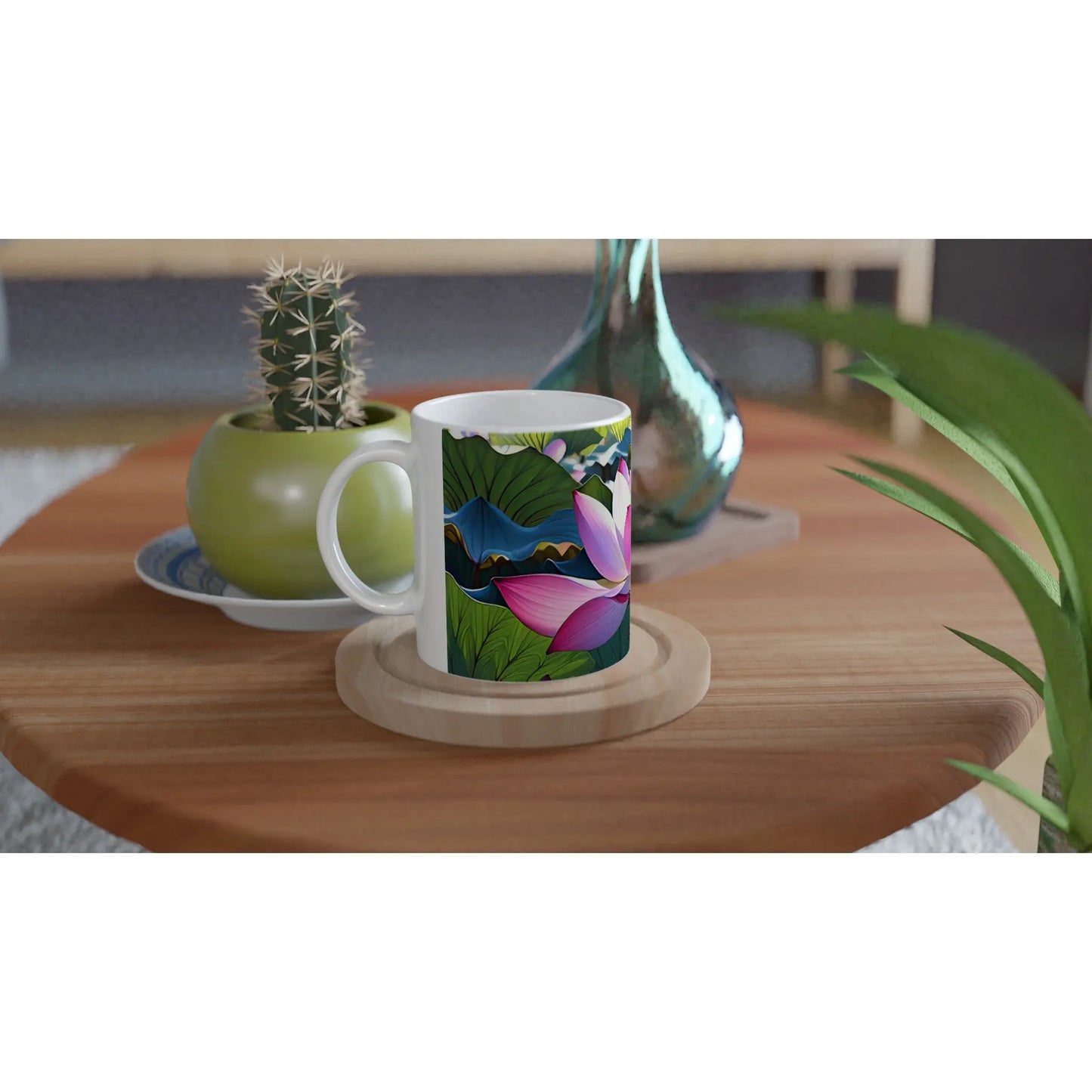 Keramiktasse mit Lotusblüte Motiv im Animestyle MFunke