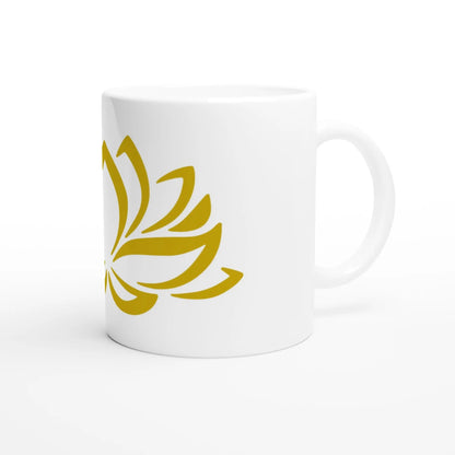 Keramiktasse goldfarben Logo  MFunke Shop Meditation Relax Yoga