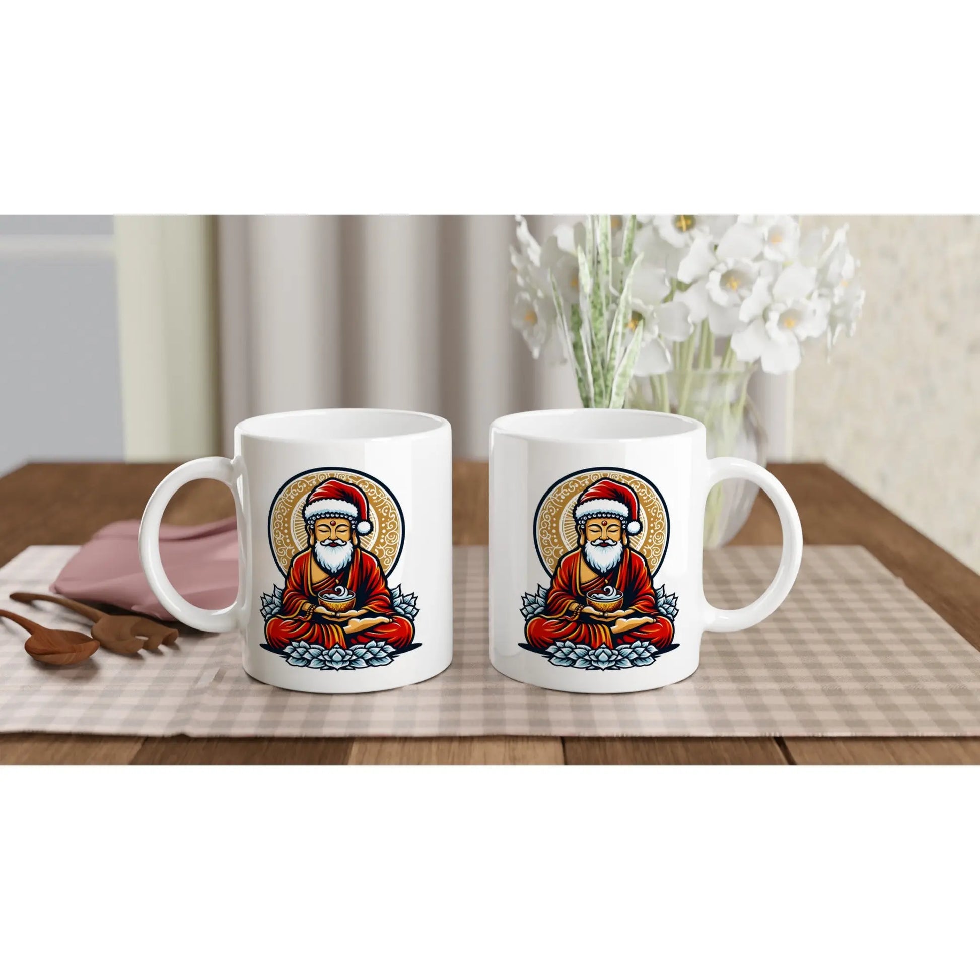 Buddha Weihnachtsmotiv Tasse weiß MFunke Shop